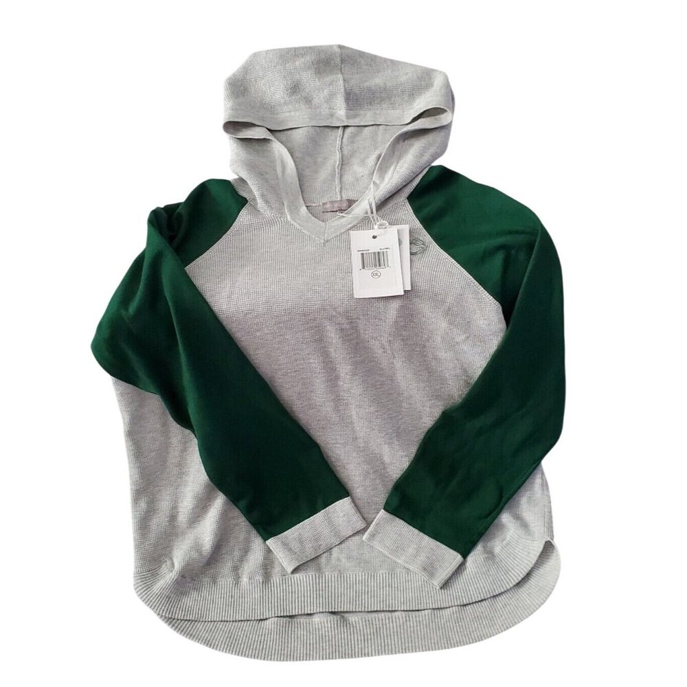 Evolution by Cyrus Gray  Green Hoodie Waffle Knit Pullover Size XXL
